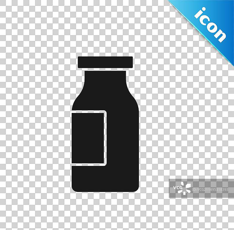 灰色封闭玻璃牛奶瓶图标图片素材