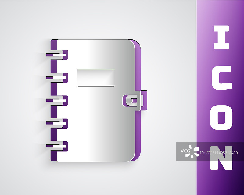 灰色背景上的剪纸笔记本图标图片素材