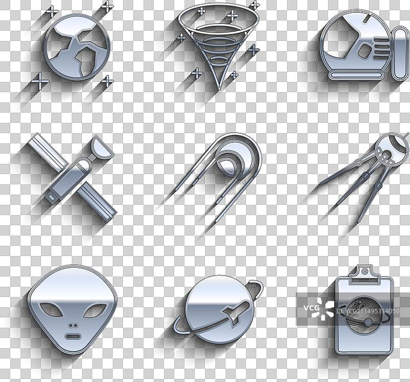 卫星、行星、宇航员头盔等元素合集图片素材