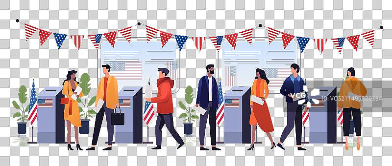 选举日概念：选民在投票站投票图片素材