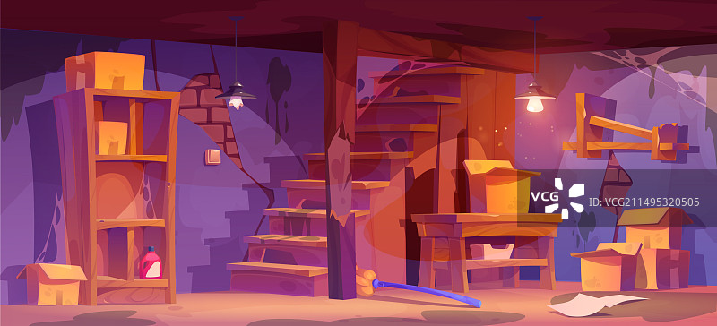 废弃的地下室房间内部图片素材