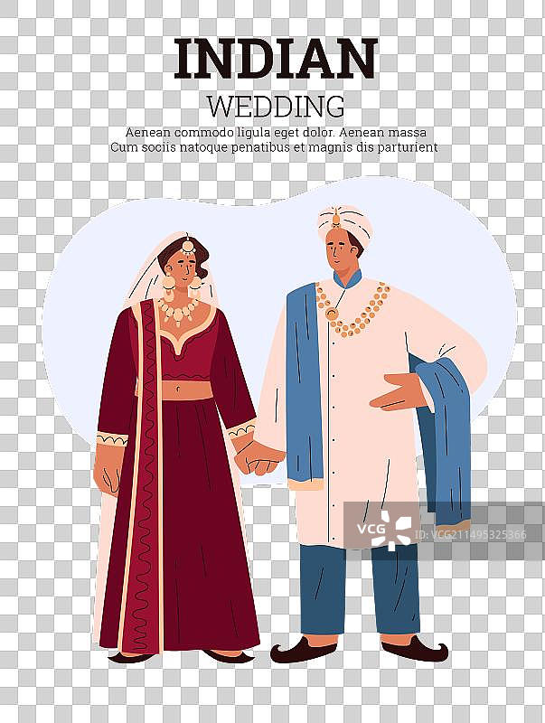 优雅的印度情侣婚礼海报图片素材