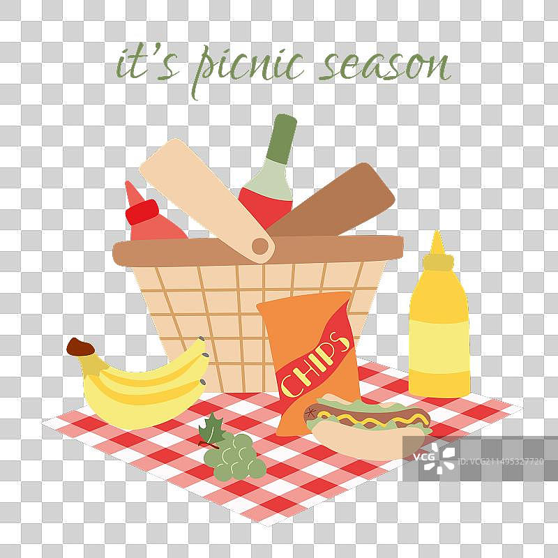 公园野餐卡通海报图片素材