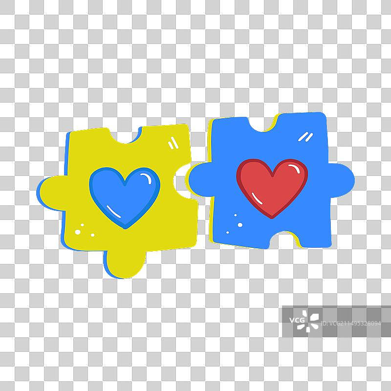 爱心拼图涂鸦现代手绘图案图片素材