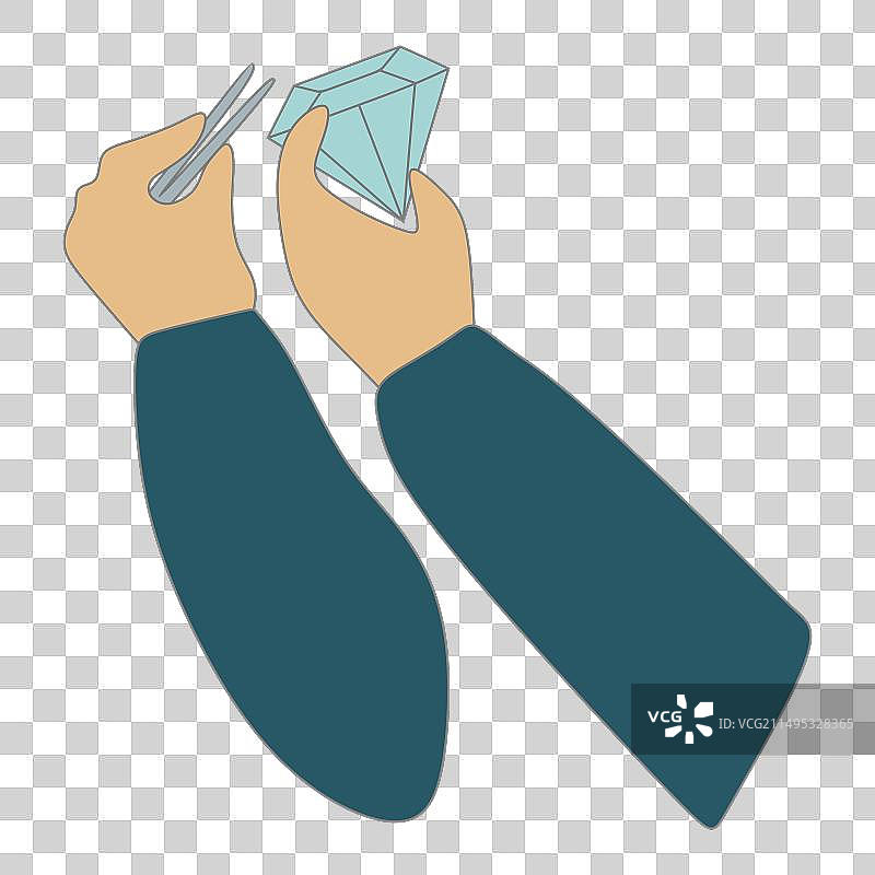 珠宝商用手拿着大的红色宝石和镊子图片素材