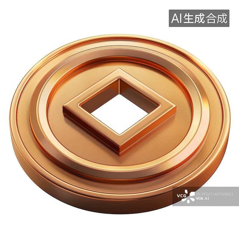 【AI数字艺术】中国钱币古代铜钱3D元素插画图片素材