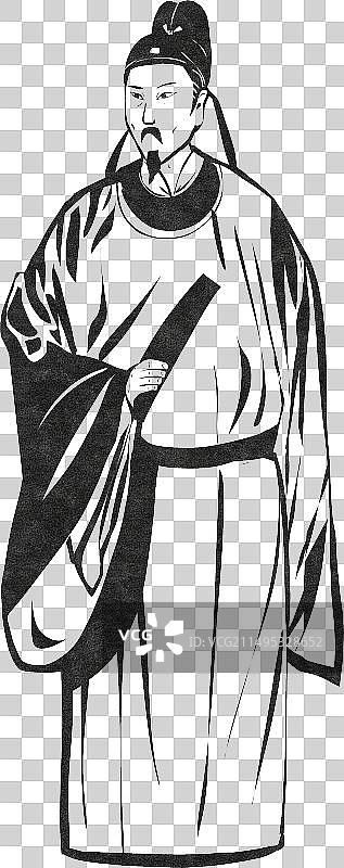 唐朝诗人人物版画黑白元素图片素材