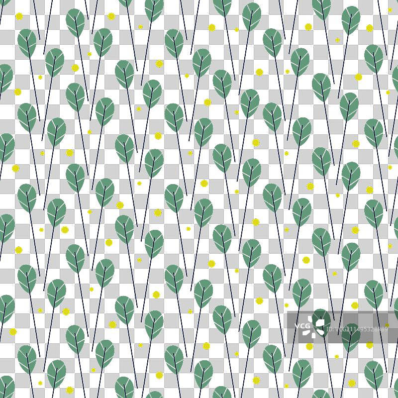 叶子和花粉无缝图案随机放置图片素材