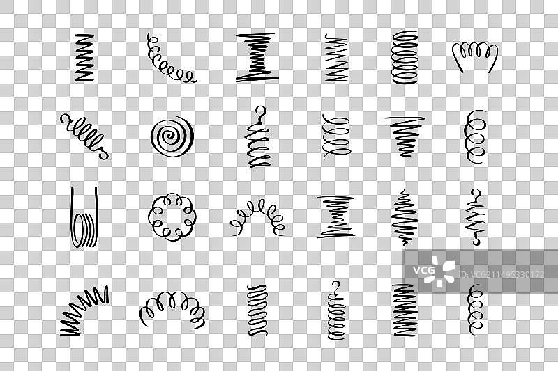 手绘金属螺旋线圈图片素材