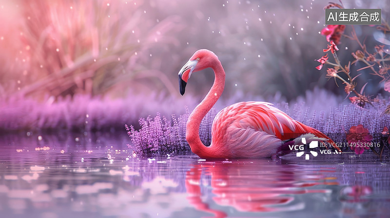 【AI数字艺术】火烈鸟素材元素图片素材