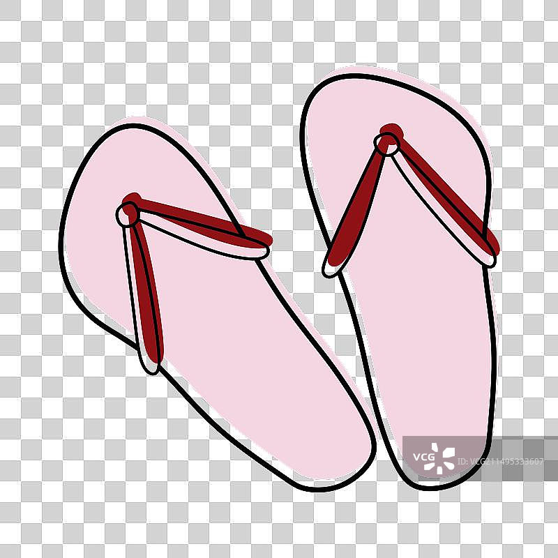 彩色形状涂鸦人字拖鞋图标图片素材