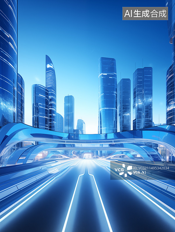 【AI数字艺术】智慧城市未来科技建筑互联网商务插画图片素材