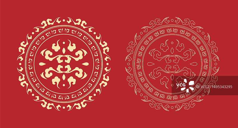 红色圆形祥云吉祥喜庆图案图片素材