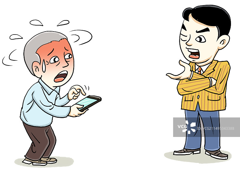 老人不会使用智能手机求助儿子遭拒图片素材