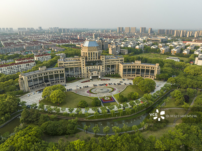 上海市嘉定区人民政府空镜航拍图片素材