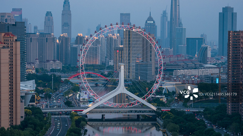 天津之眼摩天轮特写图片素材