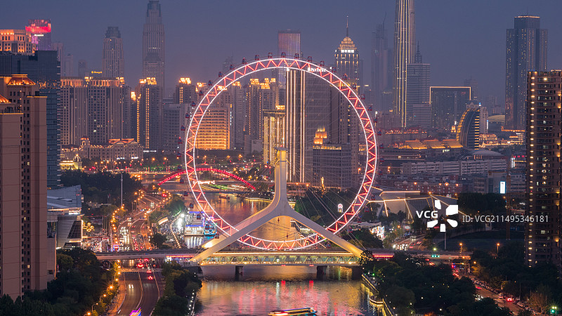 天津之眼摩天轮特写图片素材