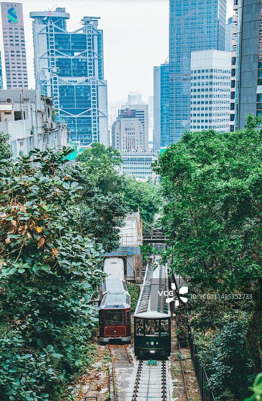 香港太平山山顶缆车图片素材