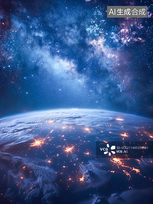 【AI数字艺术】地球和城市夜光图片素材