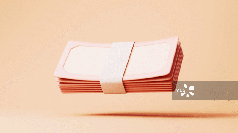 一沓纸钞金融理财概念循环动画三维渲染图片素材