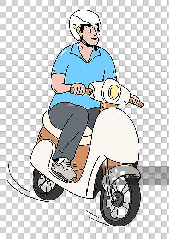 坐在电动摩托车上的男人图片素材