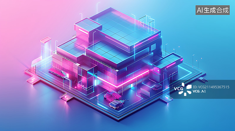 【AI数字艺术】3d工业风智慧工厂背景图片素材