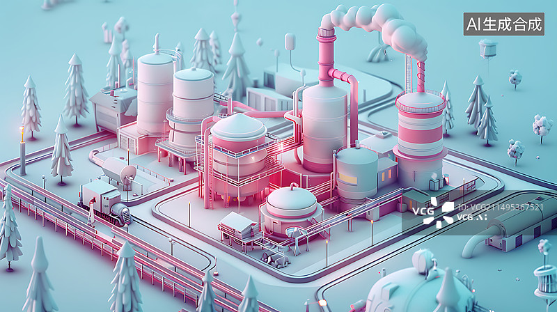 【AI数字艺术】3d工业风智慧工厂背景图片素材
