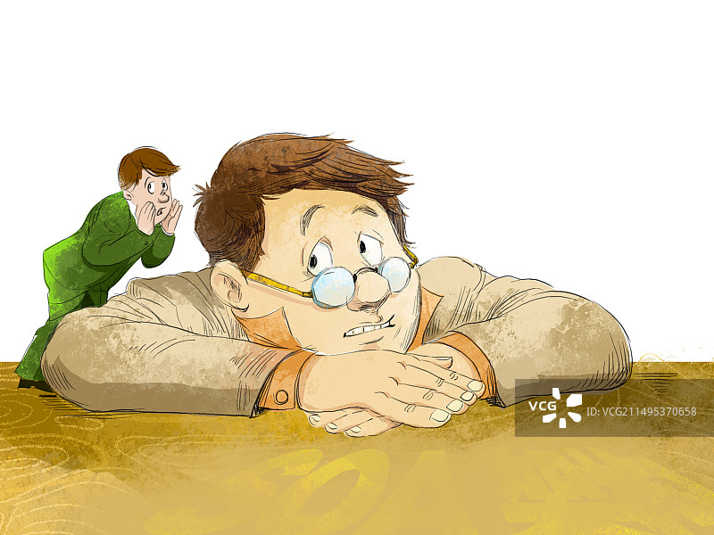 小职员在领导耳边说话，告状图片素材