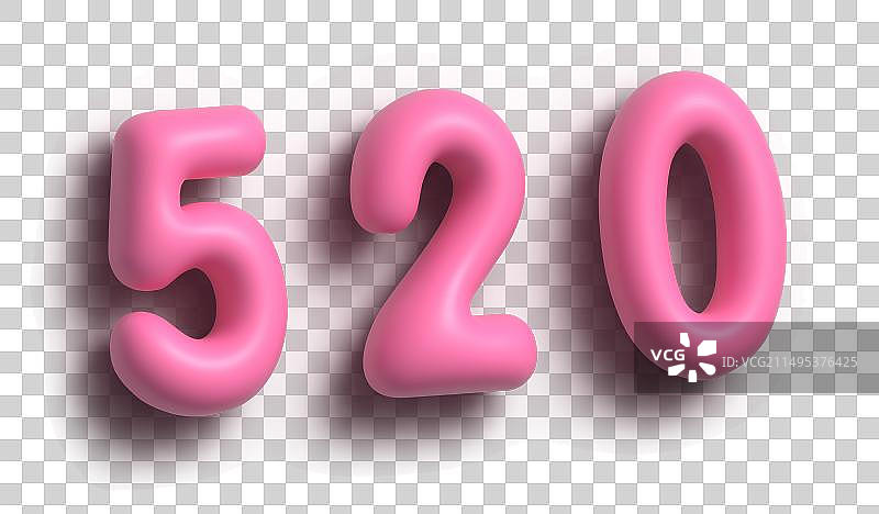 3D立体字膨胀风情人节520LOVE字体设计图片素材