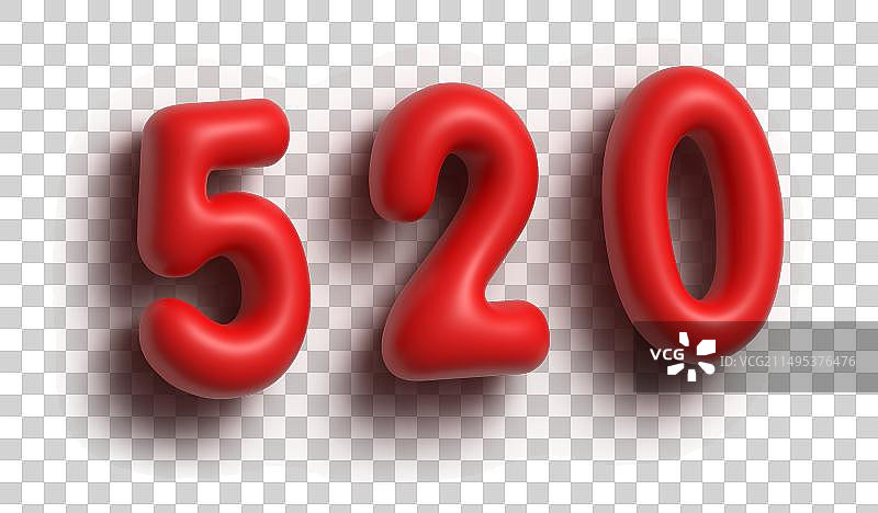 3D立体字膨胀风情人节520LOVE字体设计图片素材