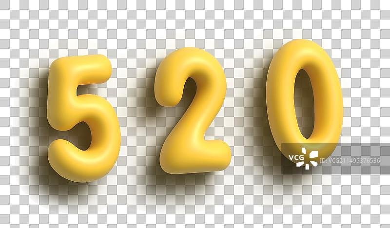 3D立体字膨胀风情人节520LOVE字体设计图片素材