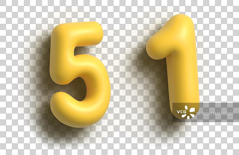 3D立体字膨胀风51字体元素图片素材