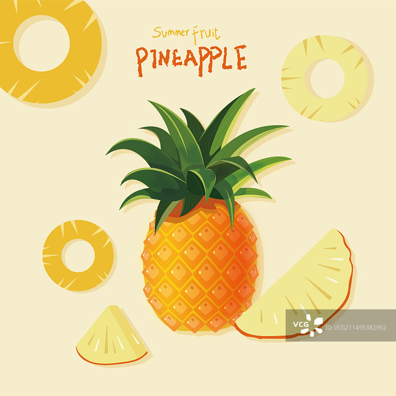 夏季水果菠萝热带水果矢量图片素材