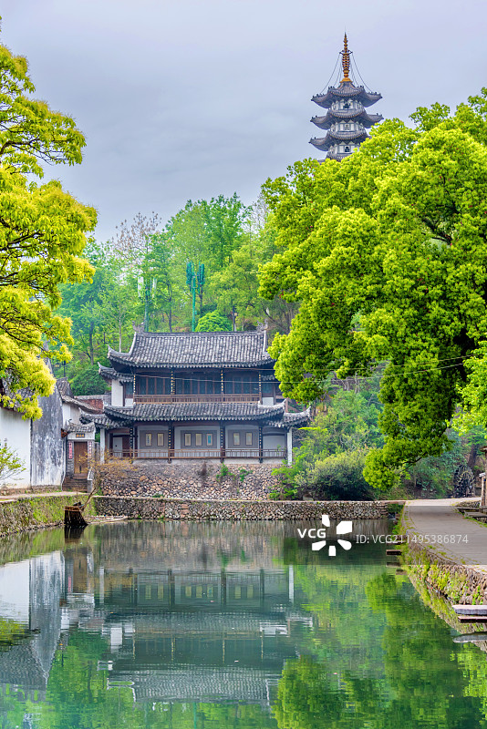 中国浙江温州楠溪江丽水古街景区文峰塔图片素材