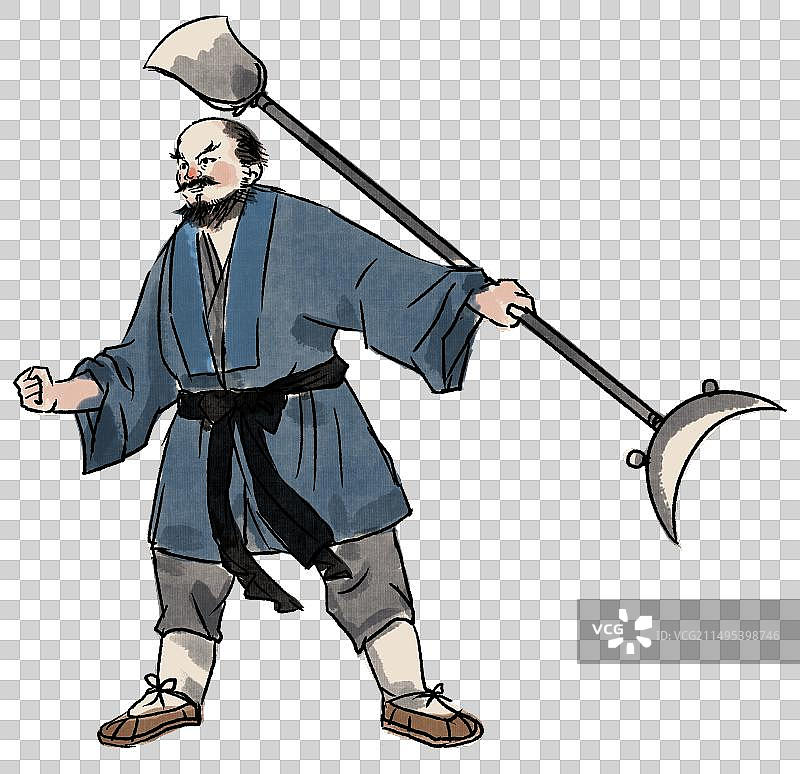 水墨风水墨画中国风新中式古风古典传统文化四大名著水浒传人物花和尚鲁智深鲁提辖鲁达元素素材插画图片素材