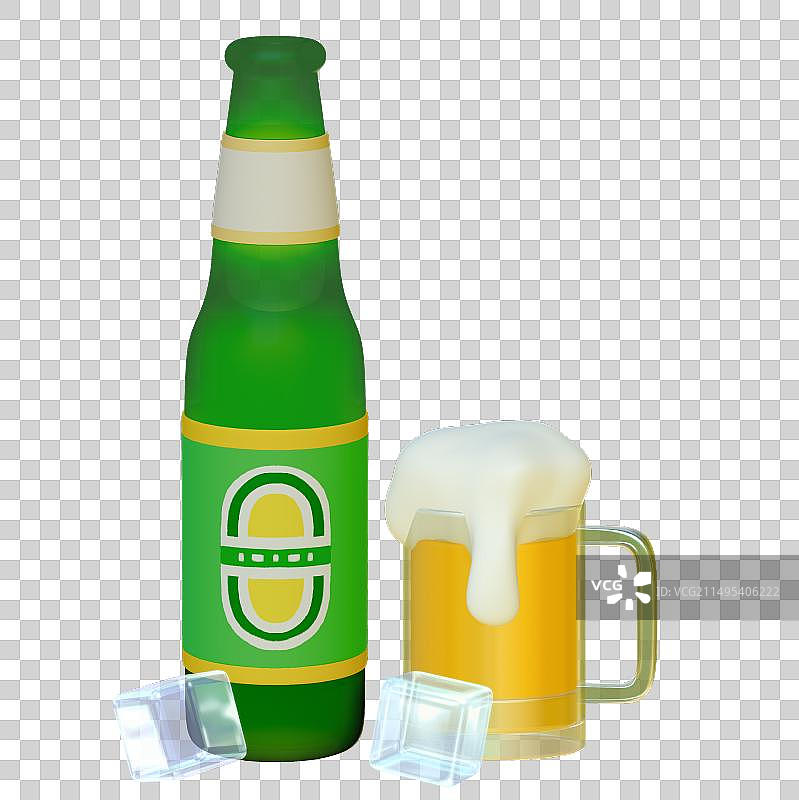 啤酒庆祝3D卡通插画元素图片素材