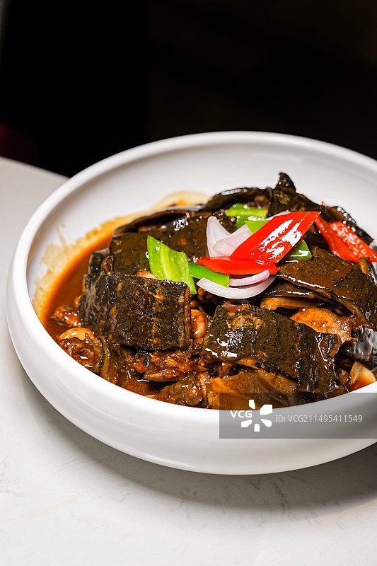 餐饮美食中餐水鱼料理俯拍图片素材