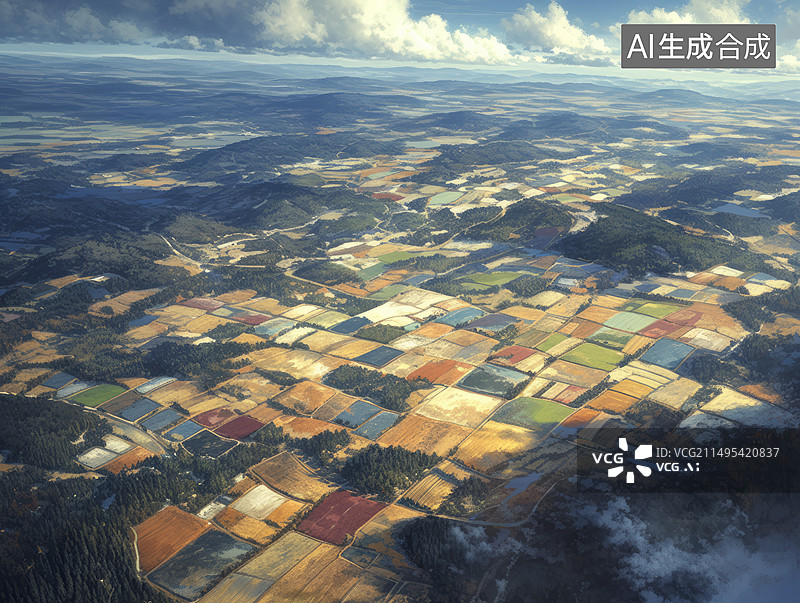 【AI数字艺术】航拍视角下的多彩农田图片素材
