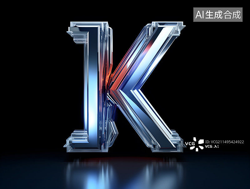 【AI数字艺术】科技感字母K图片素材