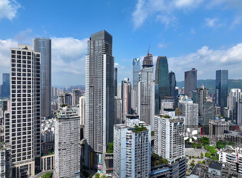 重庆市渝中区重庆古城墙通远门段城门及城墙中央商务区CBD航拍图片素材