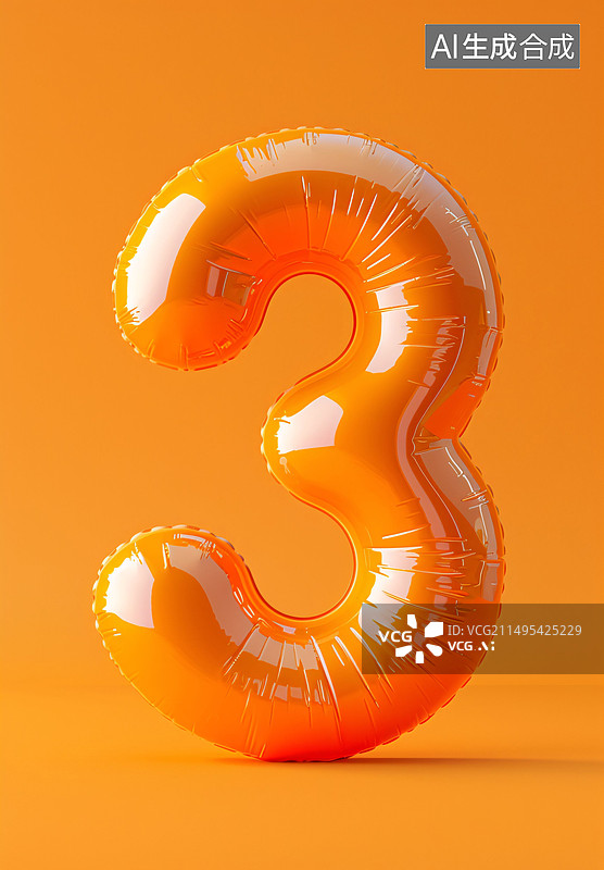 【AI数字艺术】3d渲染数字字体3数字3的倒计时概念图片素材