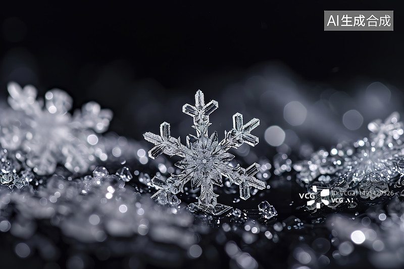 【AI数字艺术】雪花特写图片素材