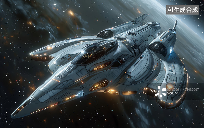 【AI数字艺术】宇宙空间中的宇宙飞船航天飞机空间站图片素材
