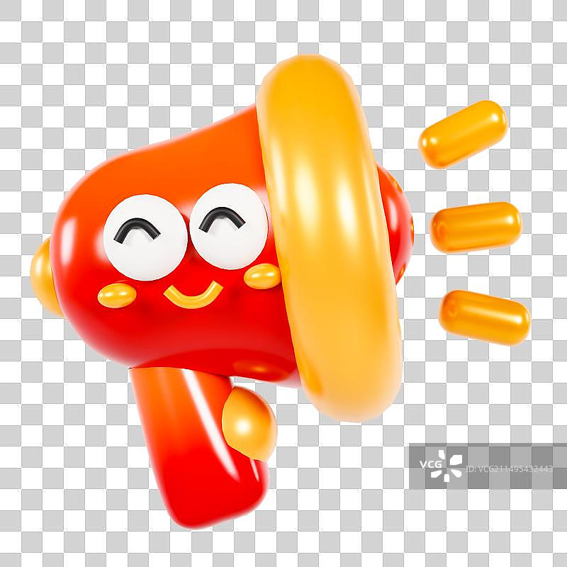 3D立体膨胀红色喇叭扩音器促销宣传元素图片素材