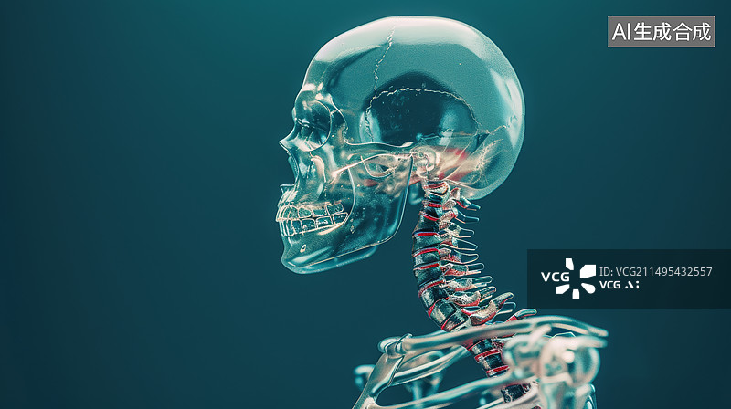 【AI数字艺术】水晶透明头骨插图图片素材