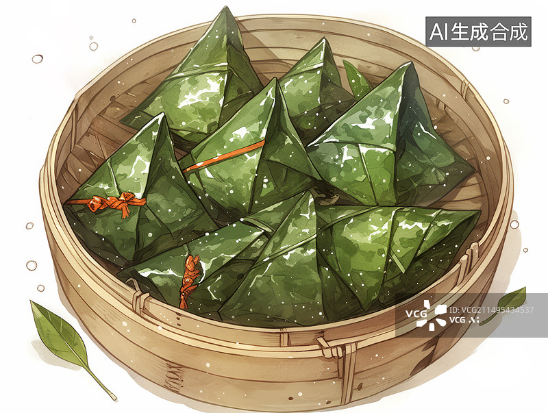【AI数字艺术】传统亚洲糯米粽子插画图片素材