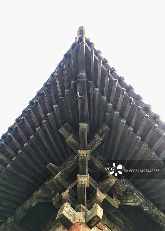 天津蓟县独乐寺观音阁的斗拱，中国传统木构建筑斗拱图片素材