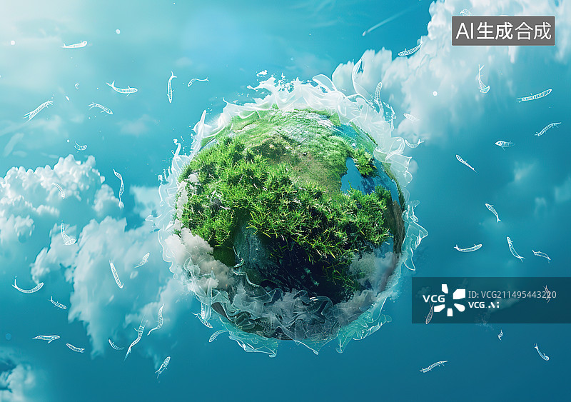 【AI数字艺术】水母在海里游泳的特写镜头图片素材