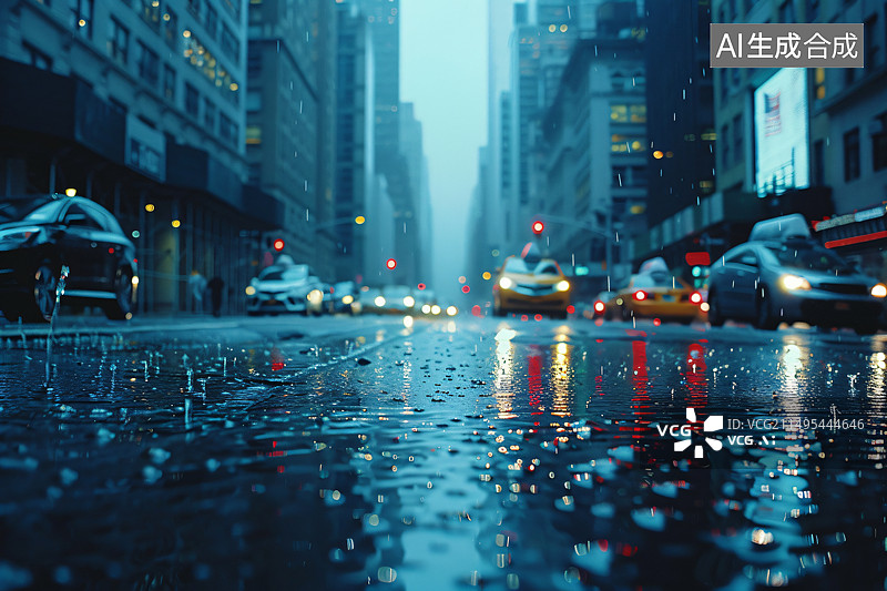 【AI数字艺术】下雨的街道图片素材