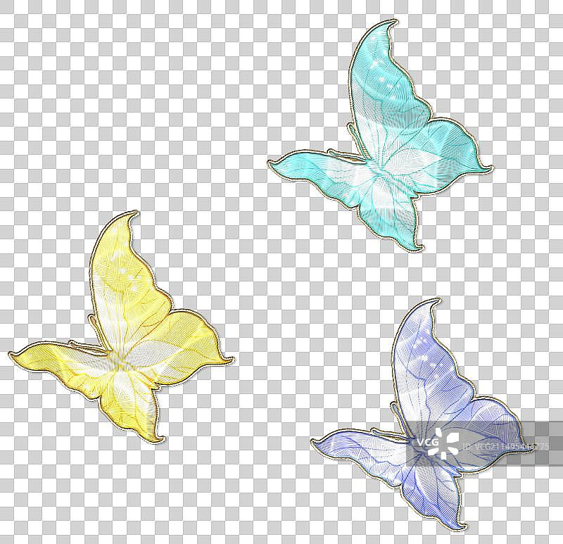 唯美清新的金色封边蝴蝶免抠元素图片素材